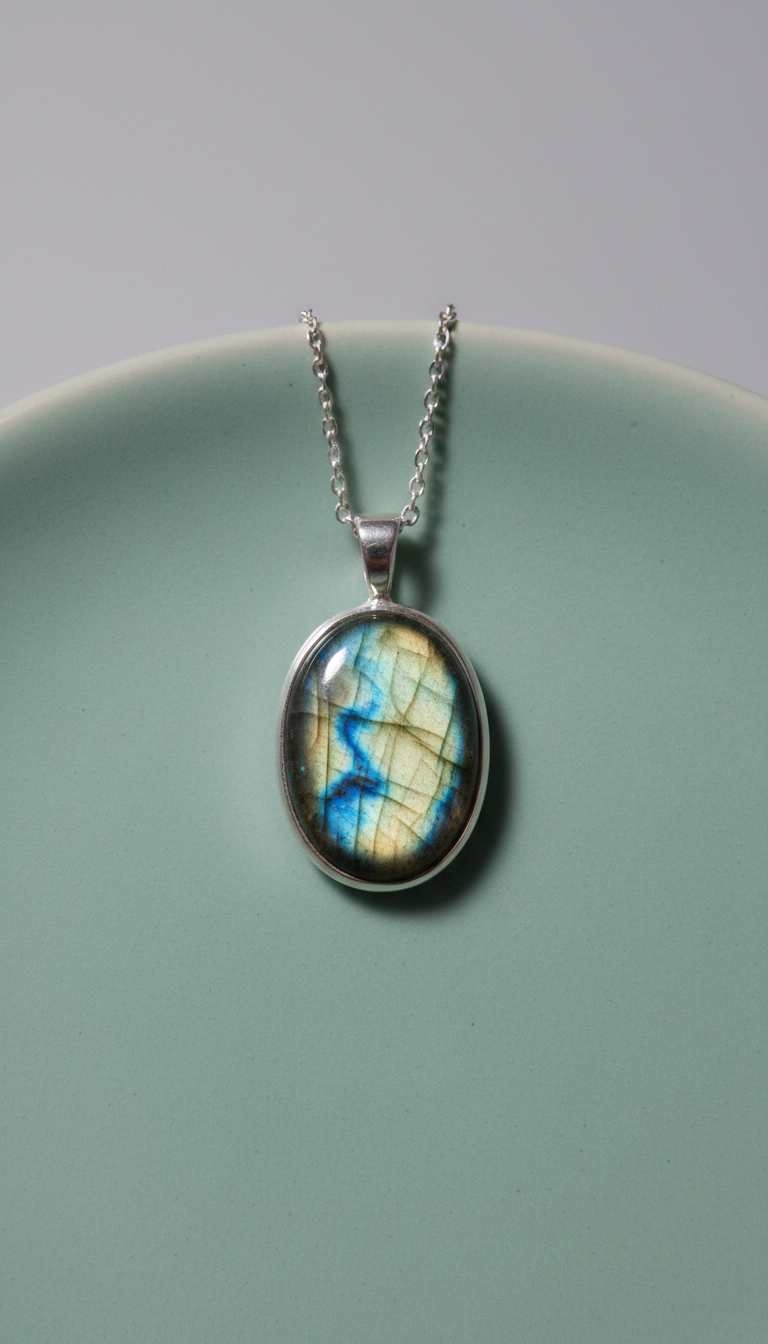 Oval labradorite pendant necklace