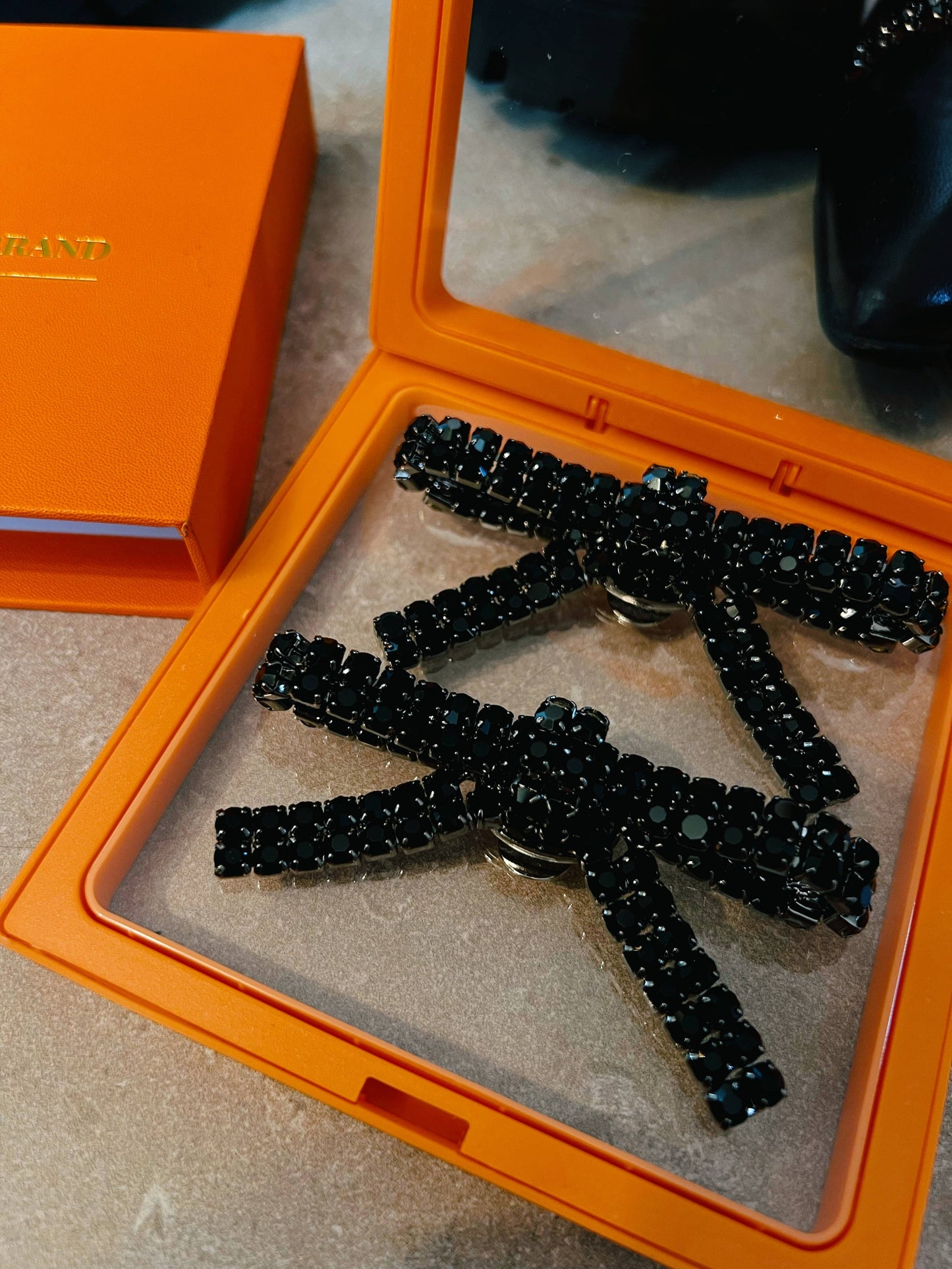 The Shoelace Brand Black Crystal Glitter Bow – Shoe Charm / Shoe Clip