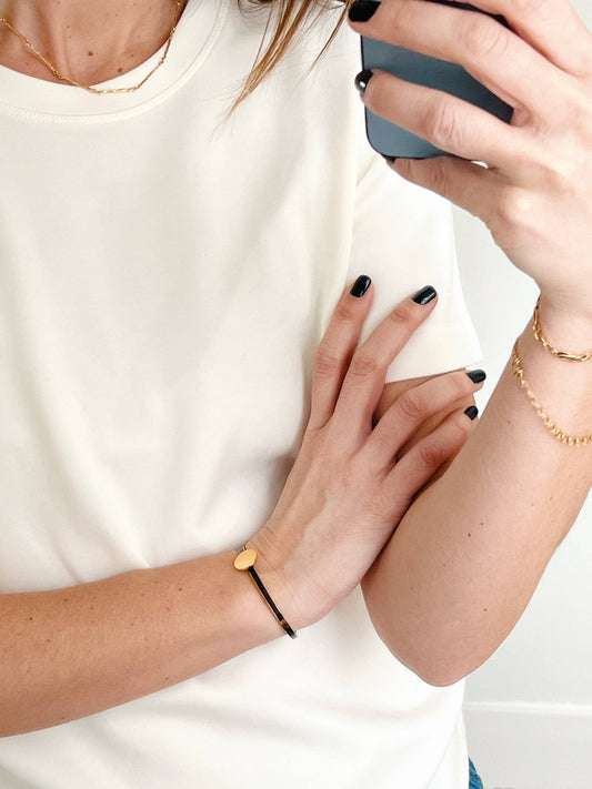 The Shoelace Brand Black Gold Cuff -rannekoru