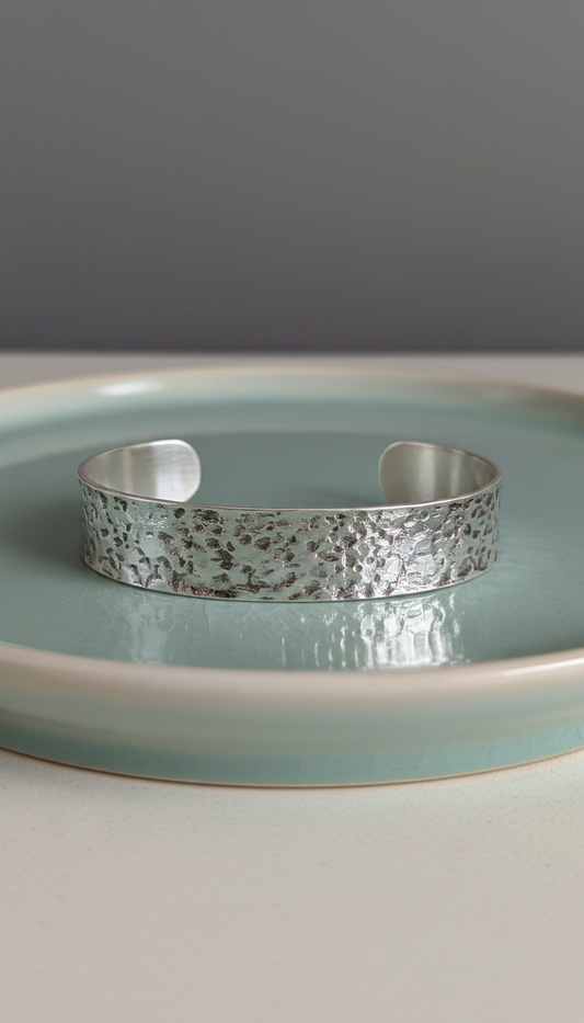 Hammered silver cuff bracelet