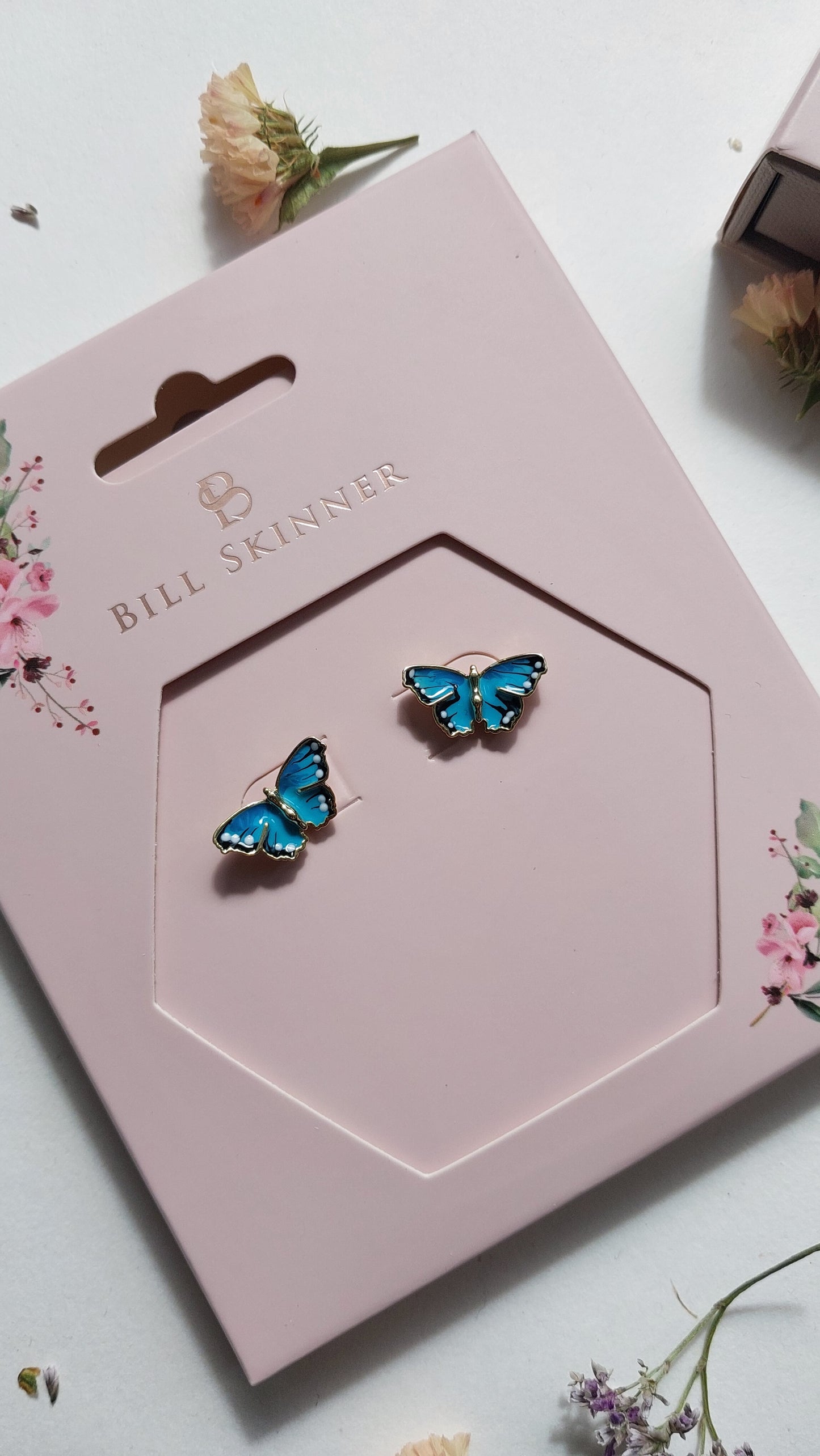 Bill Skinner Blue Butterfly Studs -nappikorvakorut