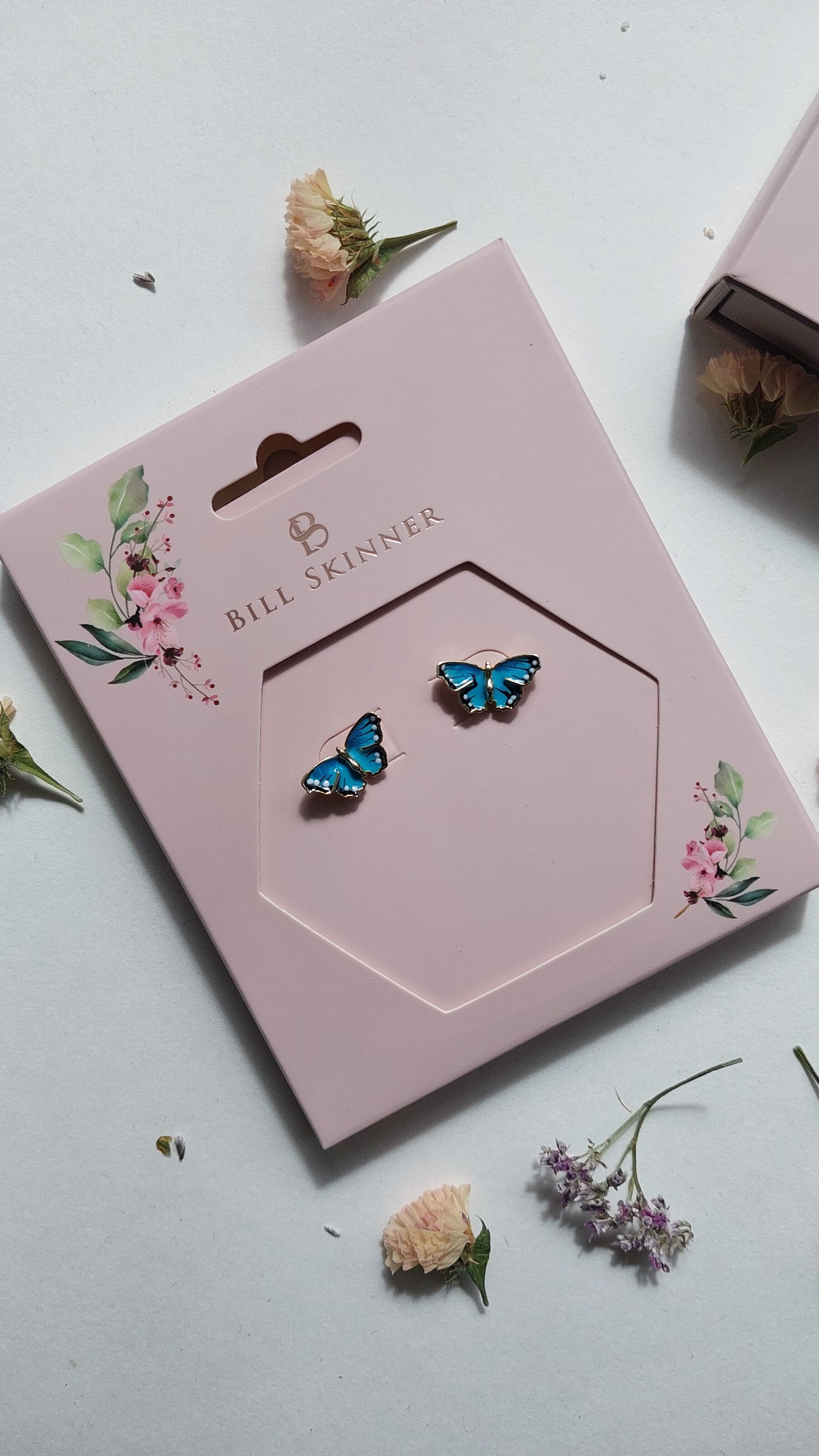 Bill Skinner Blue Butterfly Studs -nappikorvakorut